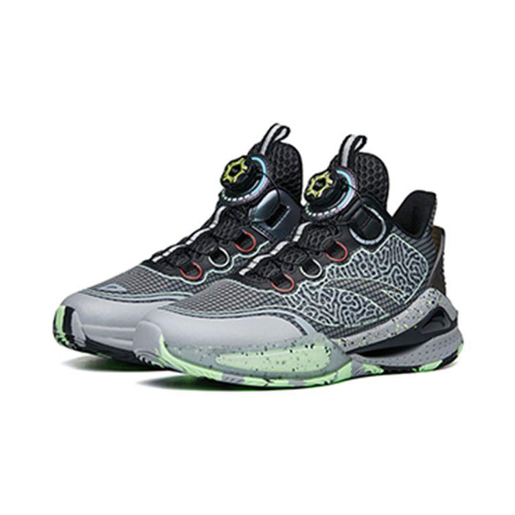 Anta Kids Non-Slip Shock Absorbing Low-Top Basketball Shoes Kids Sneakers Black Green 312221110-8