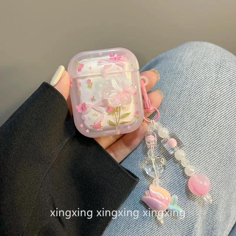 Girl heart pink flower for AirPods 1 protective case apple bluetooth airpodspro1 earphone case 1st generation