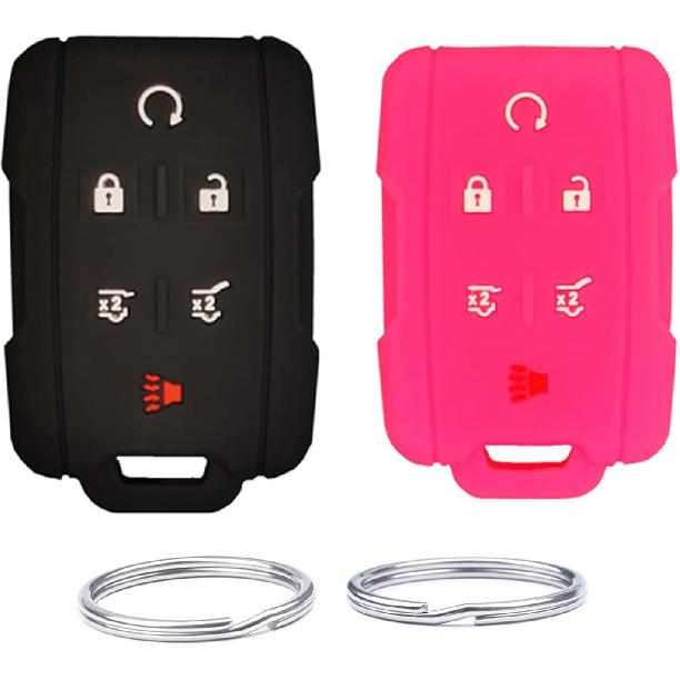 Silicone Keyless Remote Key Fob Cover Case fit for 2017 2016 2015 2014 GMC Yukon Chevrolet Tahoe Suburban. Part Number:M3N-32337100(6 Buttons)