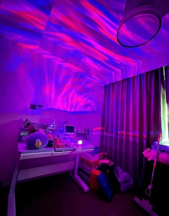 Дистанционно управляемый вращающийся светодиодный проекционный светильник звездного неба с красочными эффектами северного сияния и водной ряби