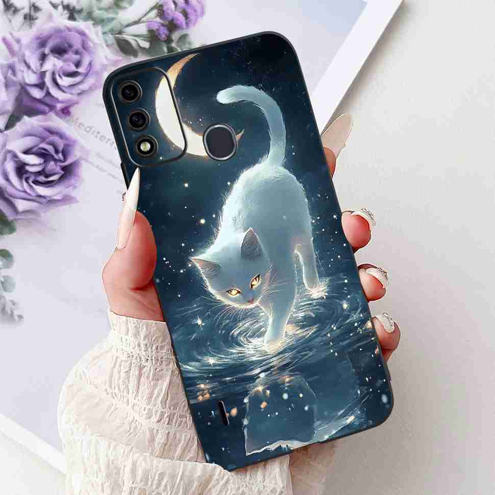 For Itel A48 6.1" Case Fashion Painting Soft Silicone TPU Black Cover For ITEL A48 itel a48 Popular Design Flowers Phone Cases