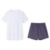 Дышащая влагоотводящая облегающая футболка с коротким рукавом и прямые шорты, комплект для женщин, активный отдых, белый, фиолетовый 962325201-1