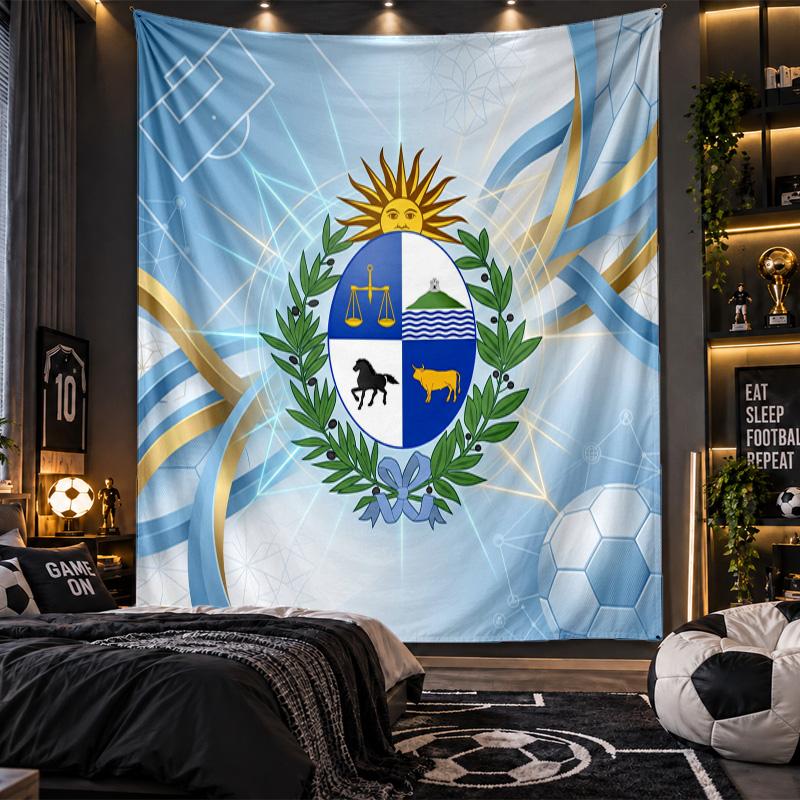Wall Hanging Tapestry Uruguay Football Print Cloth for Living Room Bedroom Home Decor