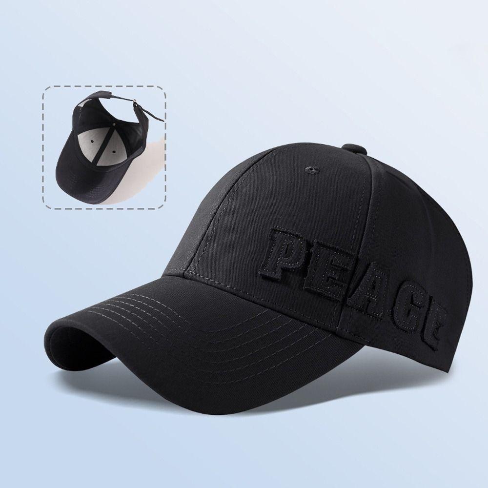 Curved Brim Hollow Back Hat PEACE Embroidery Sun Hat Structured Baseball Cap Sun Protection