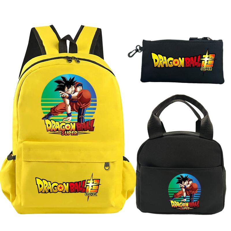 3 шт./компл. рюкзак с принтом Dragon Ball, сумка для обеда, пенал для подростков, детский школьный рюкзак для девочек и мальчиков