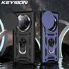 KEYSION Shockproof Case for HONOR X9c 5G Slide Camera Protection Ring Stand Phone Back Cover for Huawei Honor Magic 7 Lite 5G