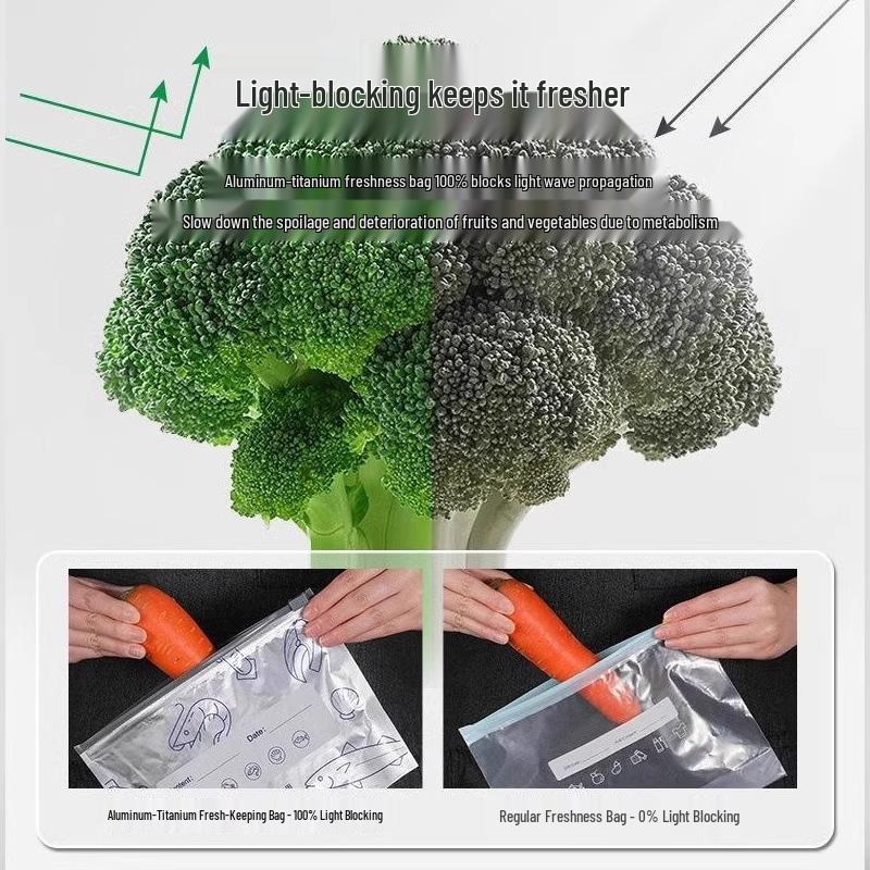 Thickened Food-Grade Aluminum Foil Zipper Fresh-Keep Bag for Refrigerator and Freezer Storage