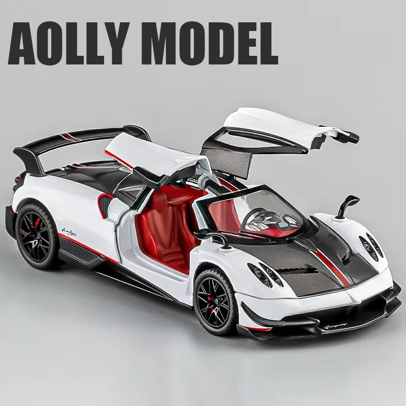 1:24 Pagani Huayra BC Super Sports Car Alloy Die Cast Toy Model Sound and Light Pull Back Детская коллекция игрушек Подарок на день рождения для мальчика