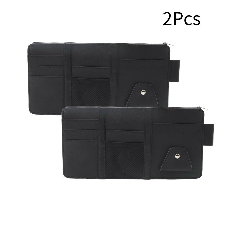 Car Sun Visor Clip Organizer Auto Interior Accessories Storage Pocket Pouch PU Leather Cards Receipts Pouch Black/Grey/Beige
