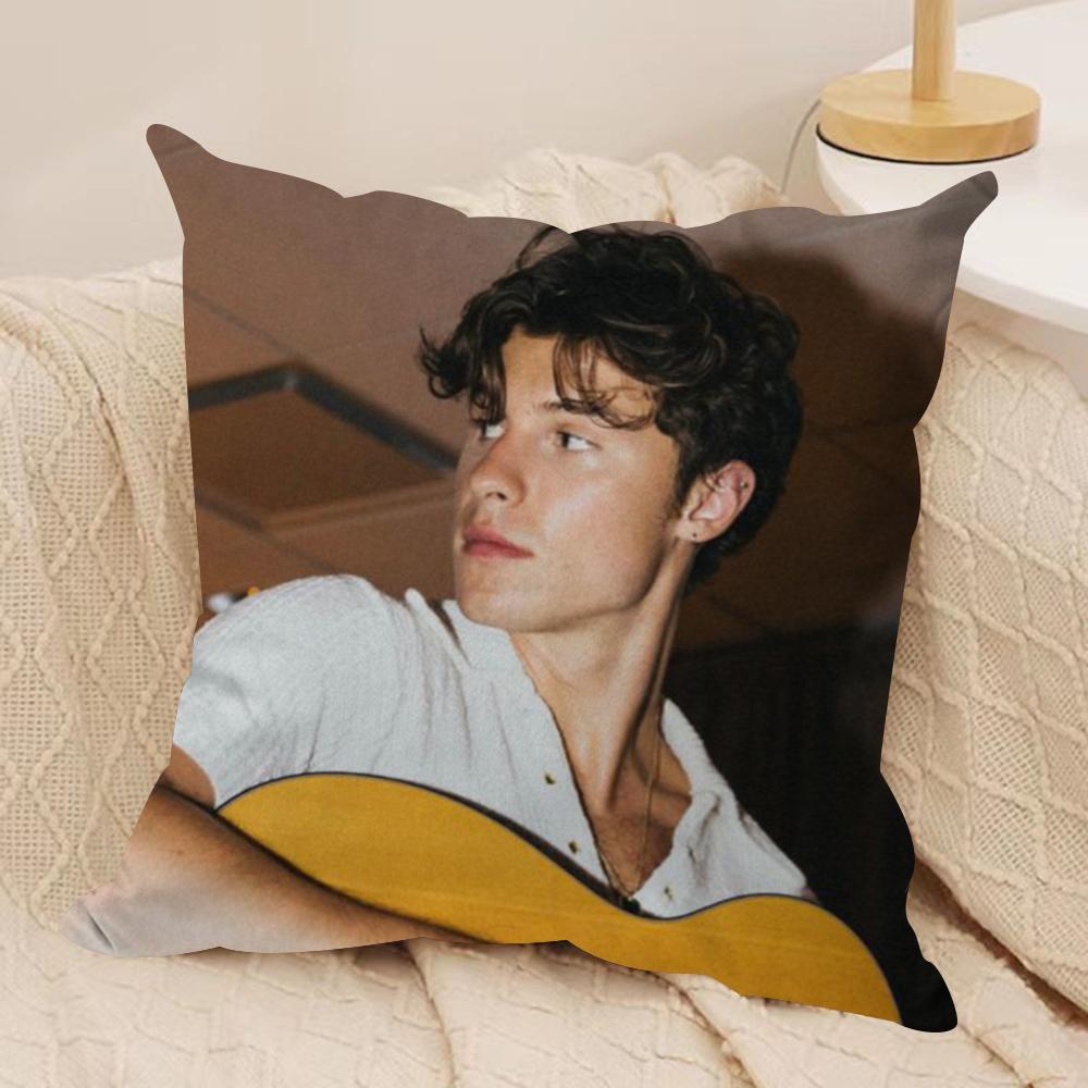 Singer SShawn Mendes Cushion Cover Silky Short Plush DoubleSided Printed Pillow Case for Sofa All Seasons Home Decor Gift