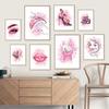 Fashion Nails Woman Makeup Red Lips Spa Wall Art Print Canvas Painting Pink Nordic Poster Girl Gift Pictures Beauty Salon Decor