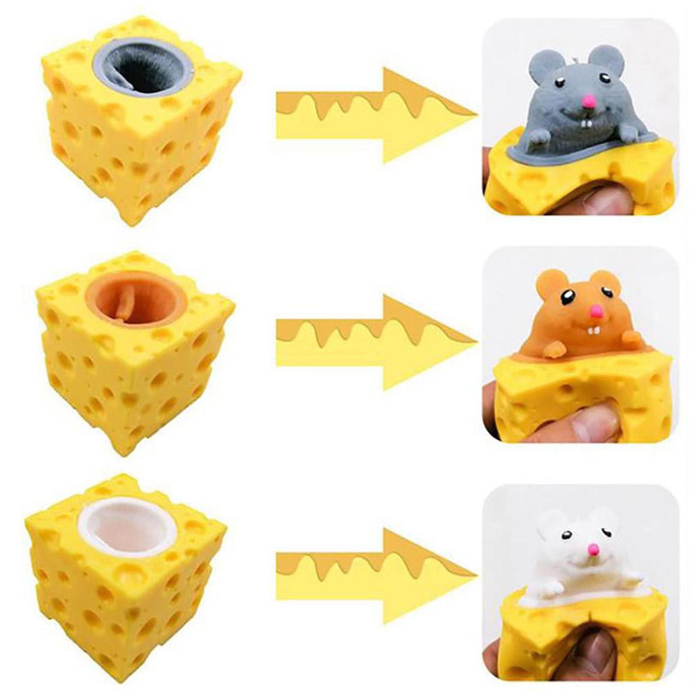 Вверх Смешная Мышь и Блок Сыра Антистресс Скрытые Игрушки Игрушка для Снятия Стресса 4,7 см Непоседа Взрослый G7Z2
