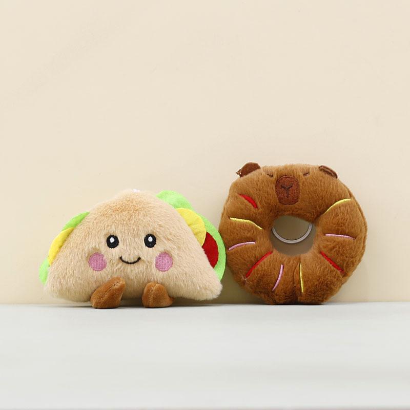 Capybara Soft Plush Keychain With Sandwich And Donut Shapes For Gift Giving