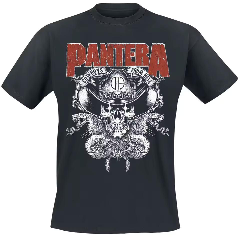 Pantera Cowboys From Hell Tee, Thrash Metal T-Shirt with Skull Cowboy Hat & Snake Print, Metal Fan Merch