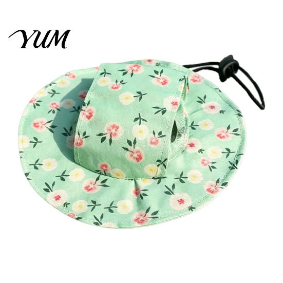 Breathable Pet Sunshade Cat Beach Hat, Summer Cap with Ear Holes, Adjustable Sun Hat for Hiking Small Dogs Cats Outdoor Protection Activities