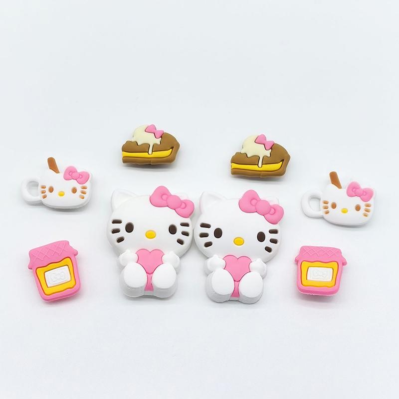 Набор шармов для обуви Hello Kitty для сандалий Abs, водонепроницаемых, украшения на пряжку, аксессуары, игрушки, подарок