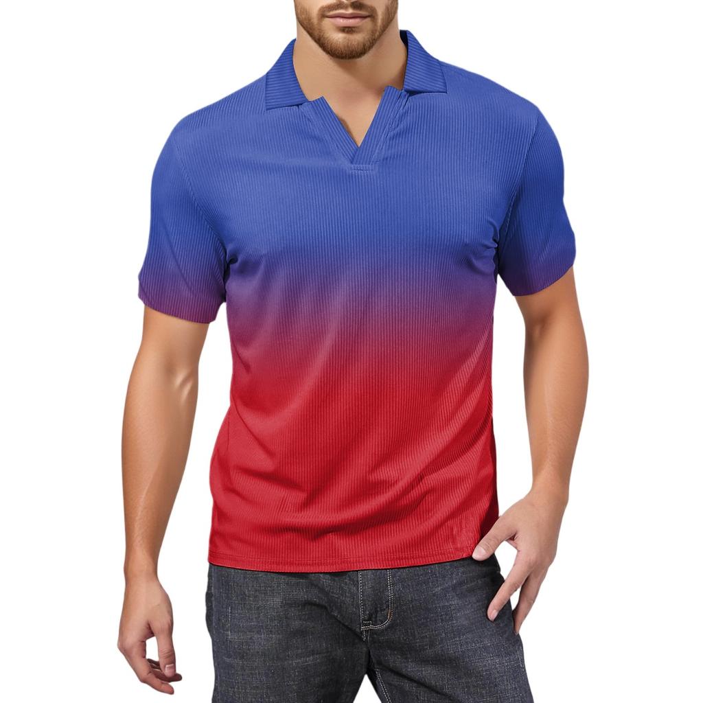 Мужская модная футболка для гольфа с коротким рукавом и V-образным вырезом