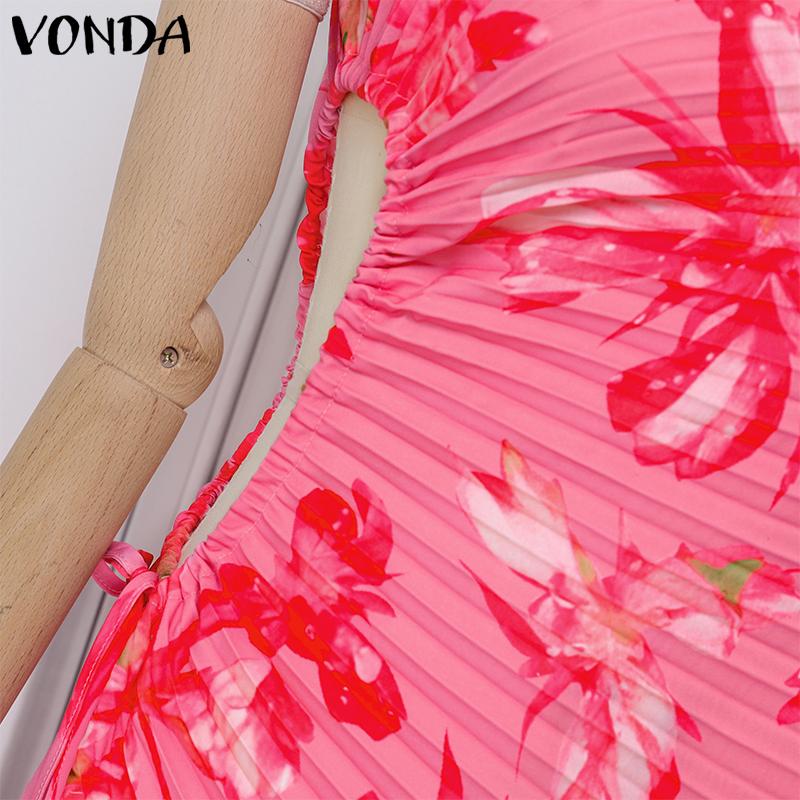 VONDA Женское одно плечо без рукавов с перекрученной талией цветочный принт нестандартное праздничное платье