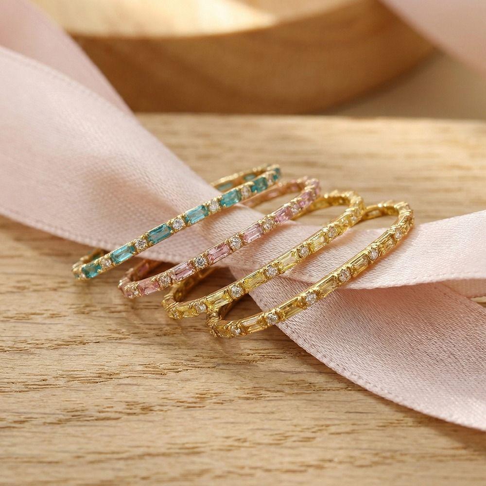 Colorful Thin Bangle Sweet Shiny Rhinestone Bangle Fashion Buckle Bracelet For Women
