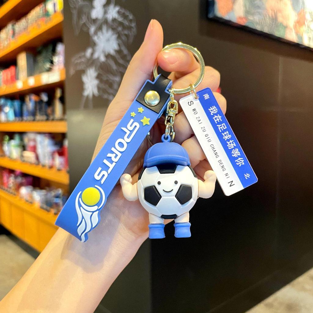 3D Спортивный кулон-брелок - Креативный мультяшный футбольный и баскетбольный аксессуар для ключей для автомобиля или школьного рюкзака