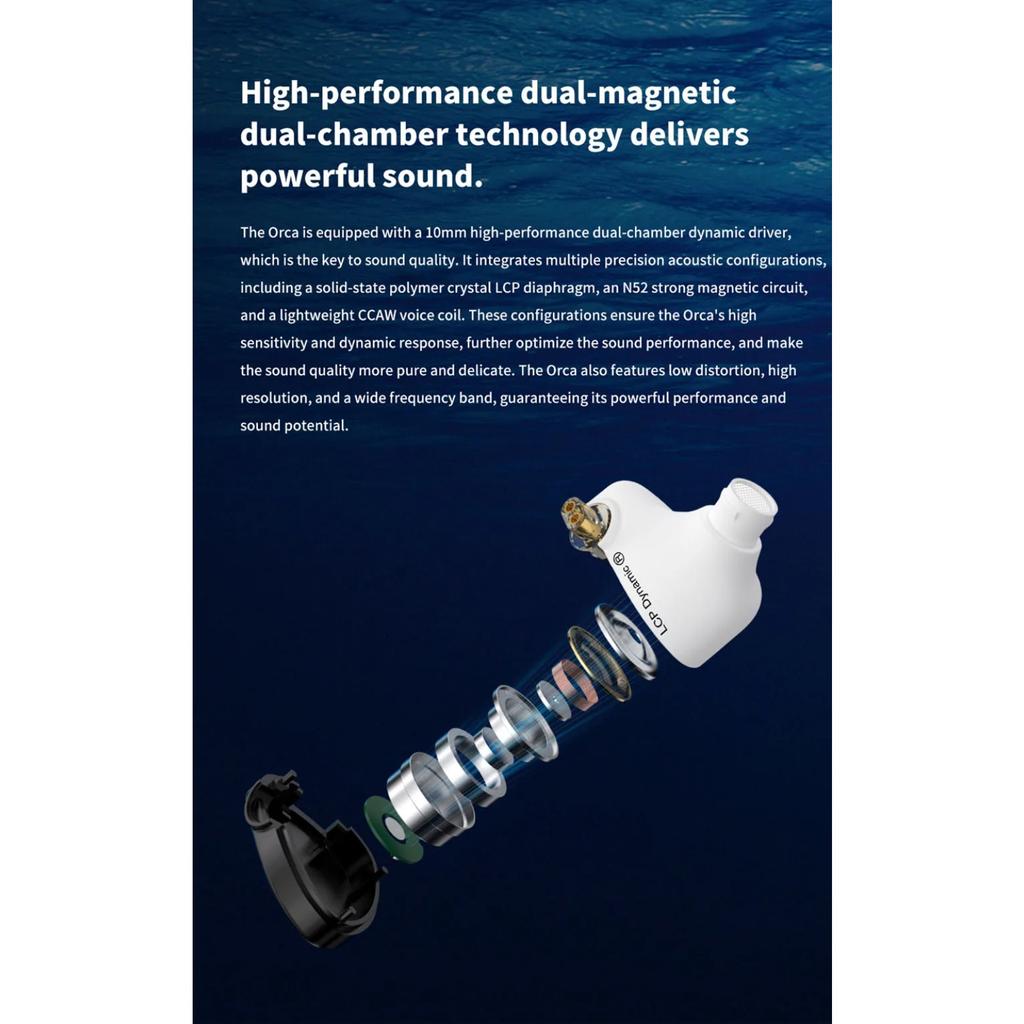 TRN ORCA Dynamic In Ear Earphones High Performance Dynamic Driver IEMs Earbuds with  Detachable Cable Tuning Switch  Headset