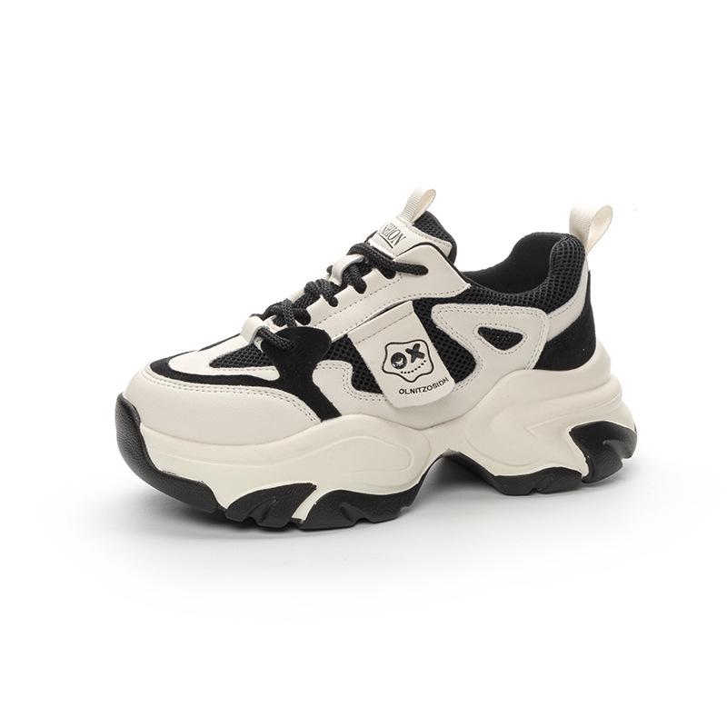 Модные женские туфли для пап из натуральной кожи на толстой подошве 2024 года — модный и спортивный универсальный стиль