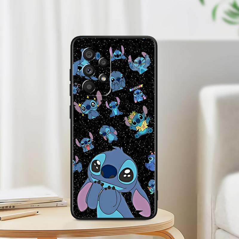 Stitch Cartoon Cute For Samsung A53 A52 A33 A32 A51 A71 A21S A13 A73 A50 A22 A23 A03 A72 A54 A12 5G Black Funda Phone Case