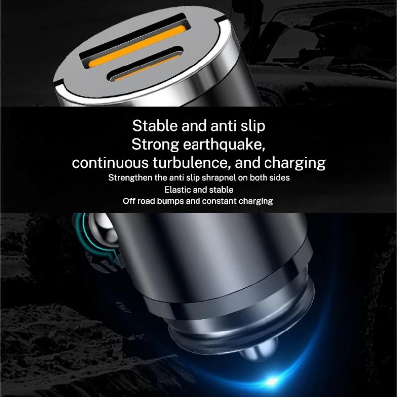 Автомобильное зарядное устройство из алюминиевого сплава PD30W Mini Pull Ring 100W Автомобильное зарядное устройство для прикуривателя