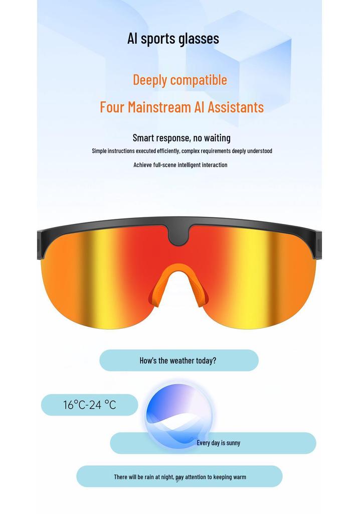 G5 Smart Bluetooth Cycling Glasses with AI Voice Assistant, Photo & Video Capture, Anti-Blue Light.