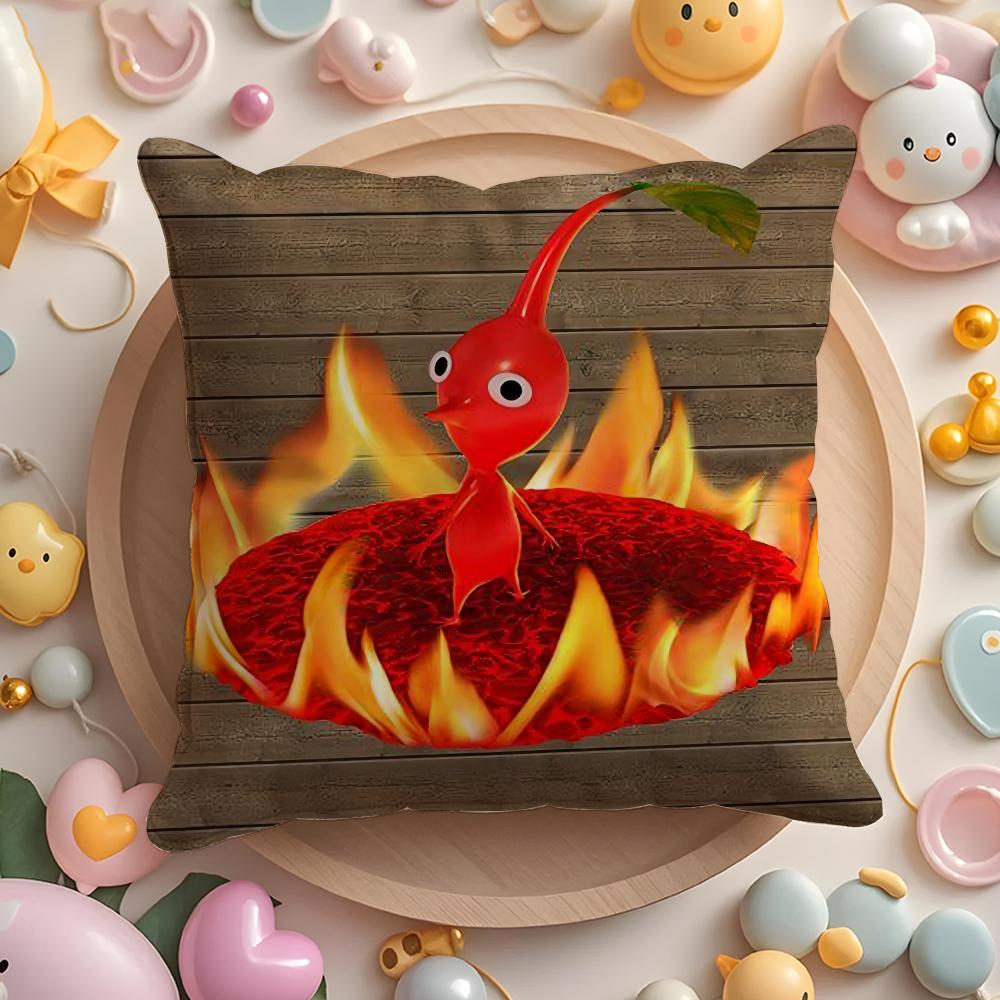 Cartoon anime PPIKMINS Pillow Case Soft Plush Fabric DoubleSided Printed Cushion Cover Warm Winter Sofa Pillow Case