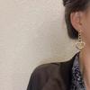 Cute earrings with heart & chain dangling long