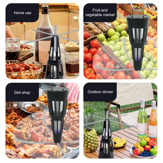 Вентилятор для отпугивания мух с голографическими лопастями, подсветкой, перезаряжаемый от USB, для использования в помещении