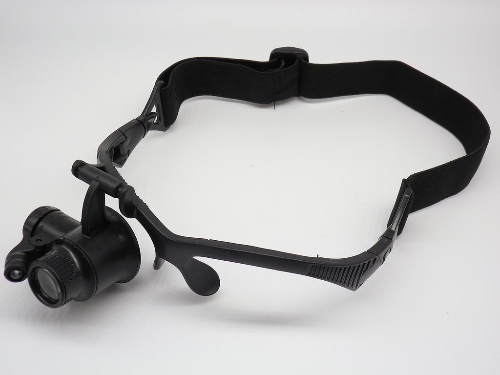 Glasses-style Magnifying Glass with LED Light, 10x, 15x, 20x, 25x Magnification, Interchangeable, for Watch Repair and Jewelry Appraisal (Single Eye)