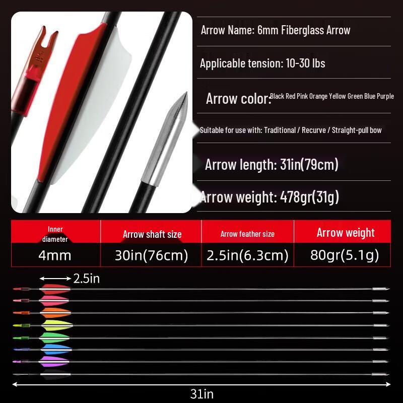 WEZHO Fiberglass Arrows for Traditional Bow