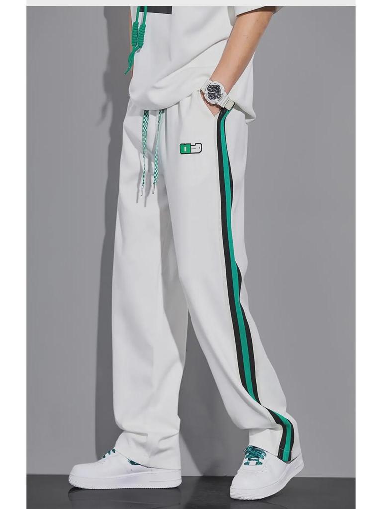 Мужские модные летние широкие брюки в полоску - свободный покрой, повседневный спортивный стиль