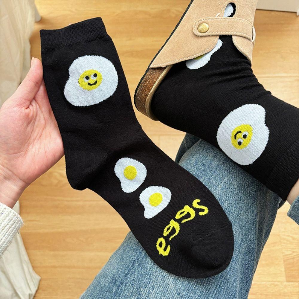 4 пары хлопковых коротких носков с рисунком, носки до середины икры, удобные женские чулки