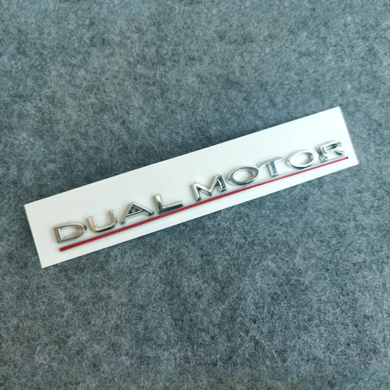 Эмблема DUAL MOTOR для Tesla Model 3 YSX, аксессуары, подчеркнутые буквы, значок производительности, наклейка на багажник, хромированная 3D-наклейка