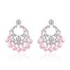 Estele Rhodium Plated Splendid Drop Earrings with Glowing Pearls for Women