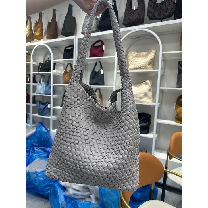 New hand-woven large-capacity PU leather women's bag, casual handbag, mother-and-daughter shoulder bag, wholesale