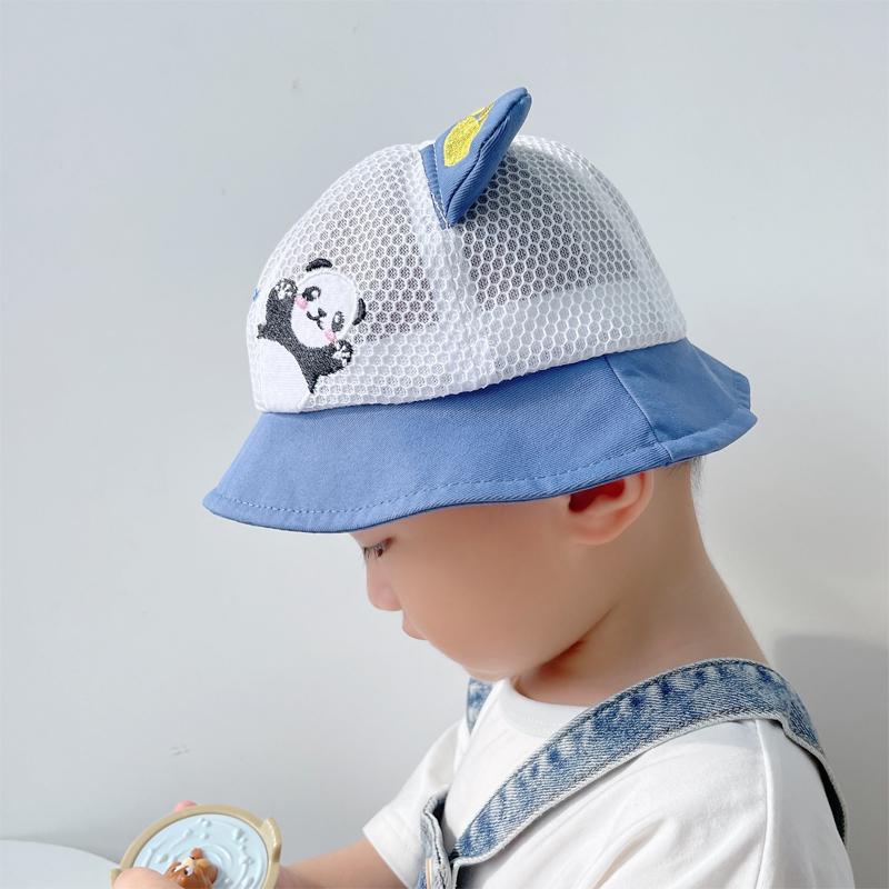 Шляпа от солнца для маленьких мальчиков и девочек, солнцезащитная шляпа-ведро с принтом панды, дышащая солнцезащитная шляпа, летняя хлопковая шляпа для детей с защитой от УФ-лучей