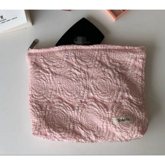 Вельветовая косметичка с вышивкой, клатч, большие сумки-органайзеры для макияжа, корейская косметичка, женская милая косметичка для туалетных принадлежностей, косметичка