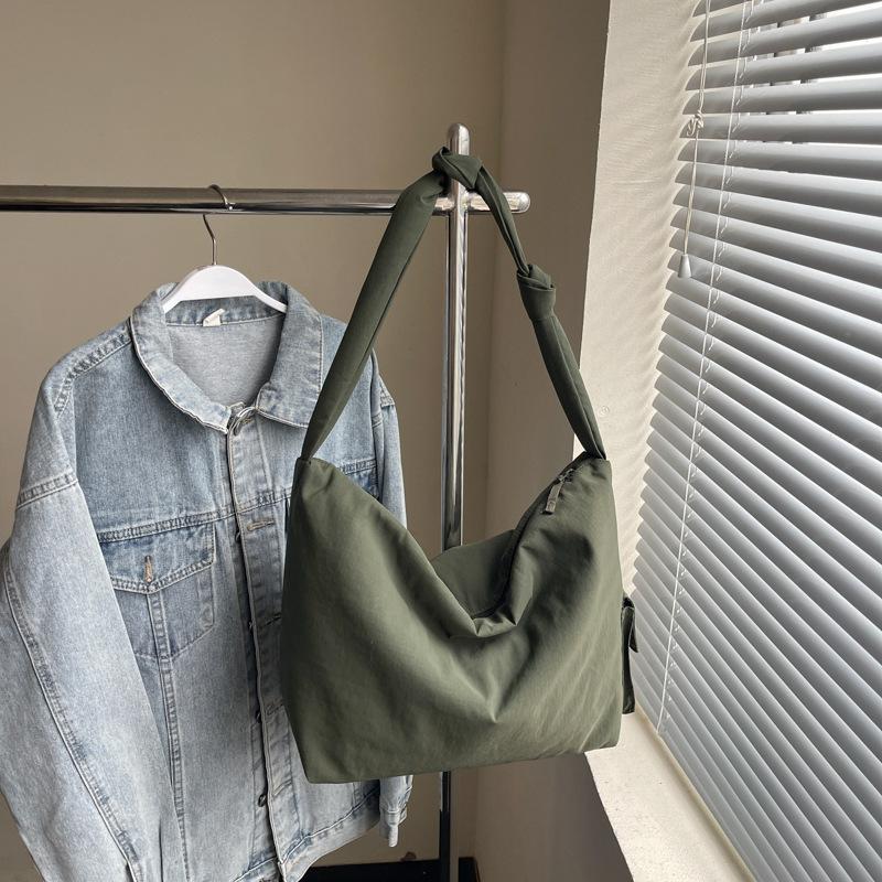 Solid Color Simple Casual Cotton Bag Large Capacity Texture Versatile Shoulder Bag Korean Version Messenger Tote Bag