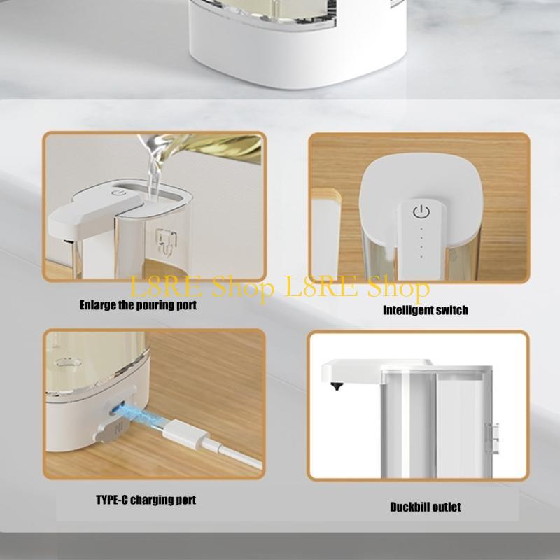 L8RE Wall Mounted Automatic Soap Dispenser USB Rechargeable Touchless Design Suitable for Kitchen Bathroom and Public Spaces