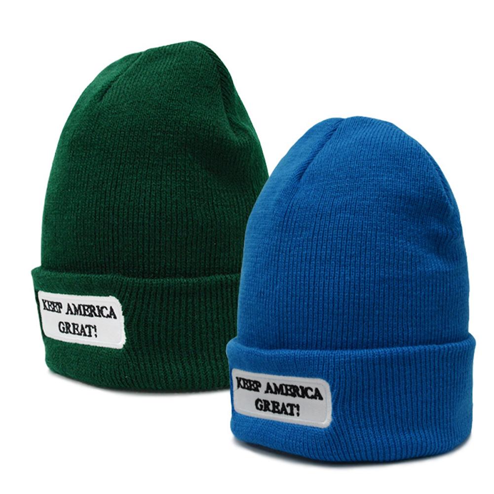 Woolen Knitted Cap Keep America Great Beanie Hat Cap for Trump Supporters
