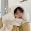 Cute Bear Ear Hat Scarf Gloves Set Winter Women Novelty Caps Warm Casual Plush Hats Casual Solid Fleece Girl Kawaii Accessories