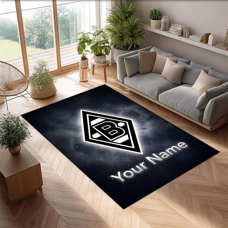 Borussia Mönchengladbach Printed Crystal Velvet Rug Non‑Slip Crystal Velvet Carpet For Sofa Bedroom Indoor Home Decoration