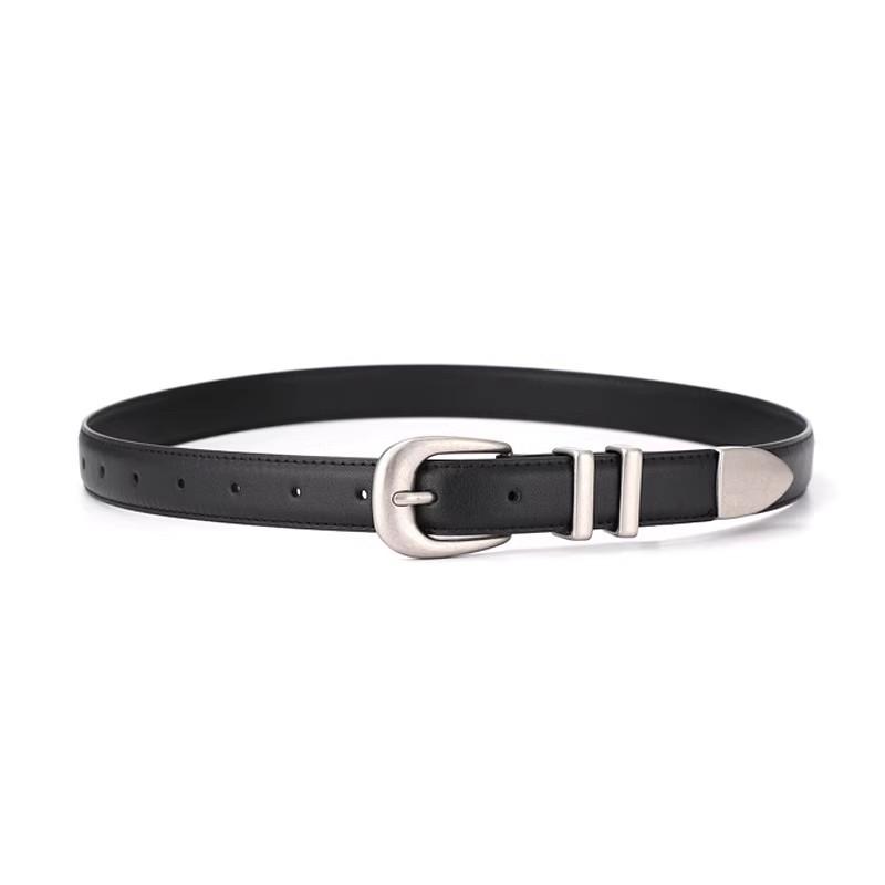 Women's Genuine Leather Cross-Border Waistband: Simple, Versatile, Pure Cowhide Belt for Summer, Black Jeans Style