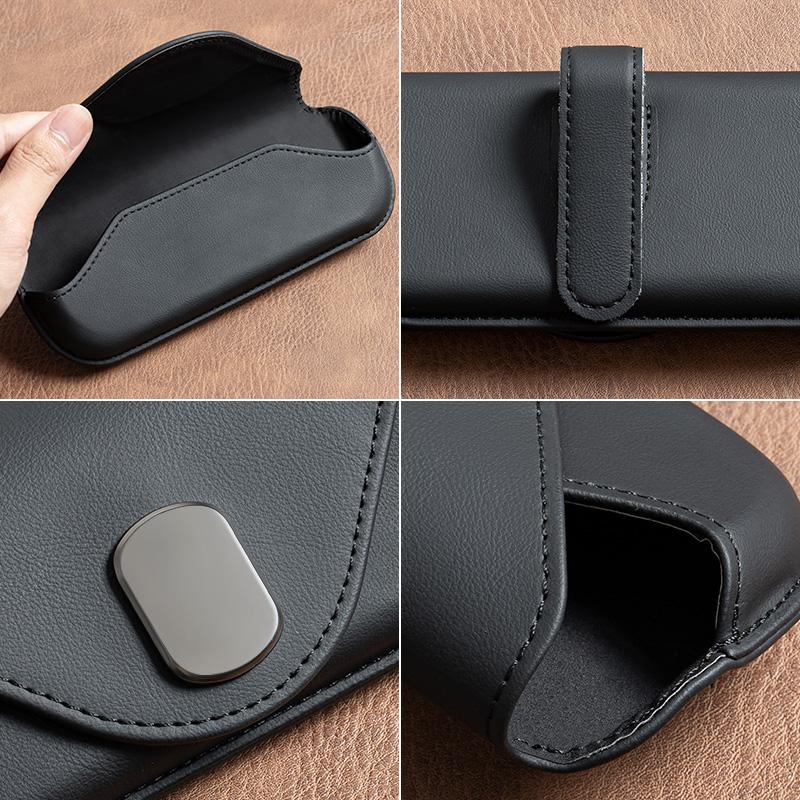 RPO5 Leather Car Magnetic Glasses Storage Case Sun Visor Flip Eyeglasses Organizer Box For Mercedes Benz GLC GLA GLB GLE GLS Sticker