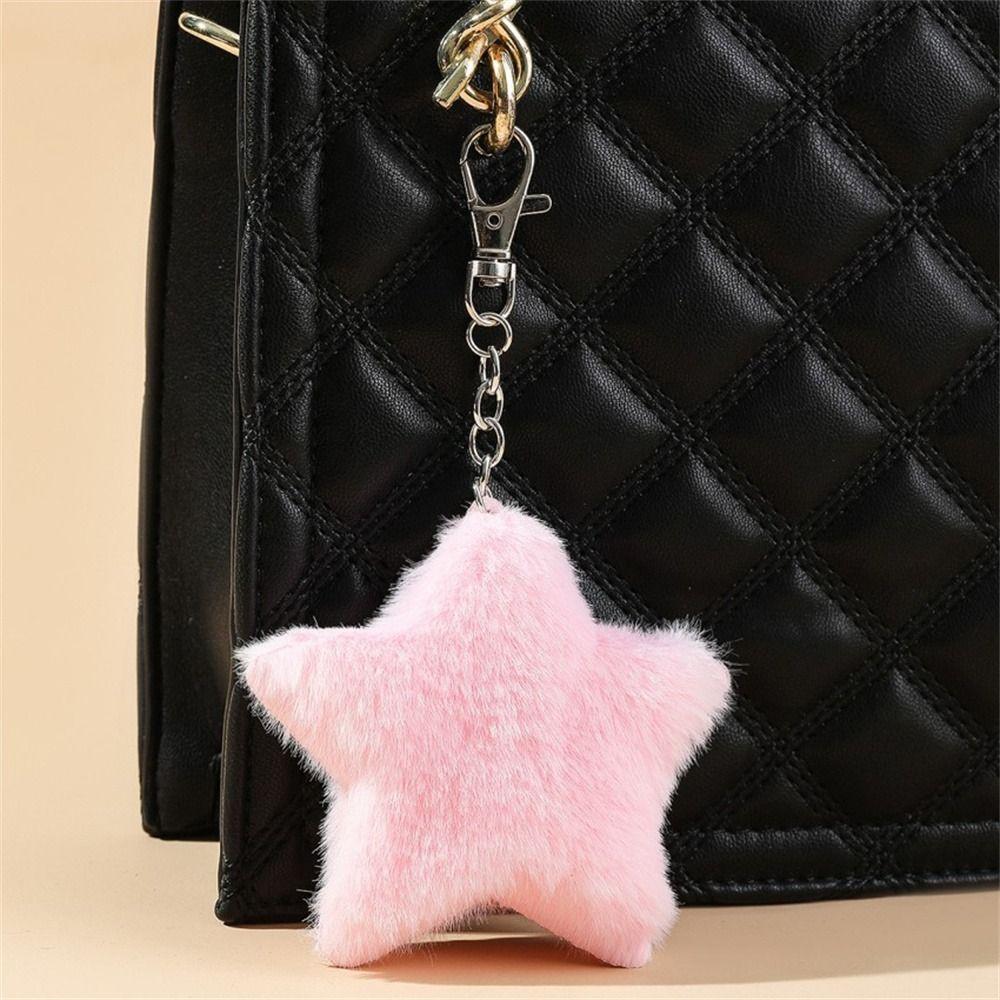 Pompom Pentagram Hairball Furry Star Doll Star Key Chain Lovely Star Plush Pendant Handbag