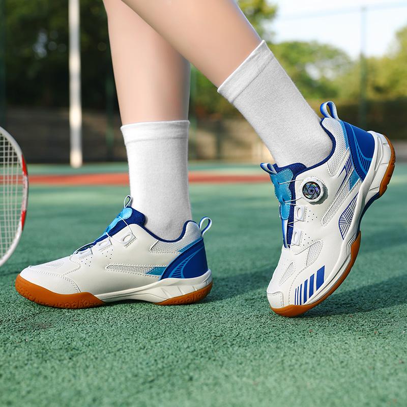 Kids Rotary Dial Badminton Shoes Lightweight Court Sport Sneakers for Training School Indoor Outdoor Play Sizes 30-40 Daily Wear